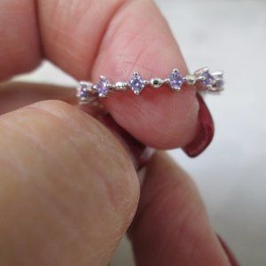 AMETHYST 925 Sterling Silver Thin Eternity Band> Dainty, Wedding, Non Tarnish